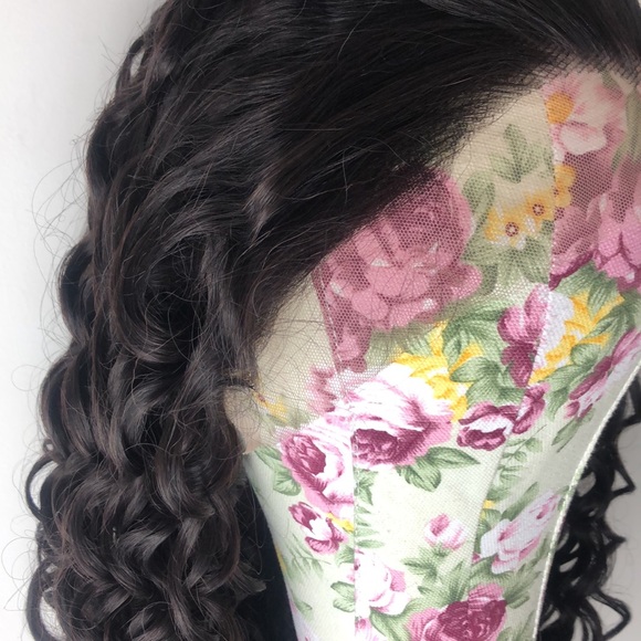 - 22” AME HUMAN BLEND Brown Curly LaceFront *NEW*